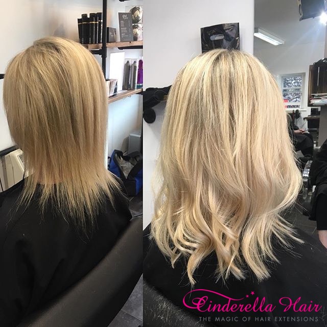 Cinderella Hair Extensions Before After White Blonde